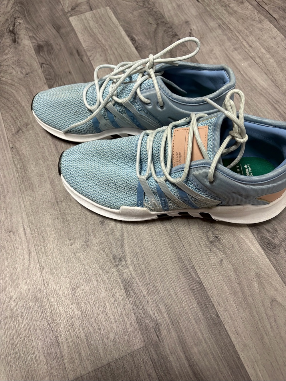 adidas Women's Light Blue Knit Lace-Up Sneakers